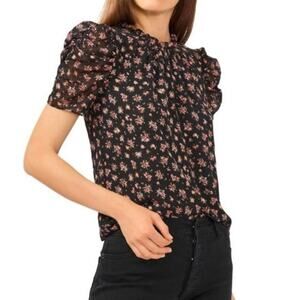 1.State Romantic Blooms Metallic Floral Blouse Medium NWT